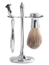 BEY-BERK MEN'S 3-PIECE MACH3 RAZOR, BADGER BRUSH & STAND SET,0400010930017