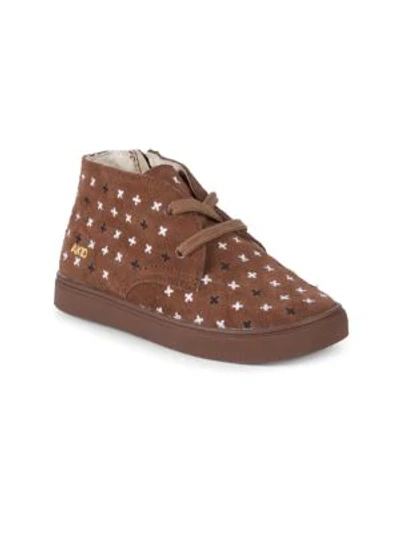 Akid Little Girl's & Girl's Knight Plus Sign Suede Chukka Sneakers In Brown