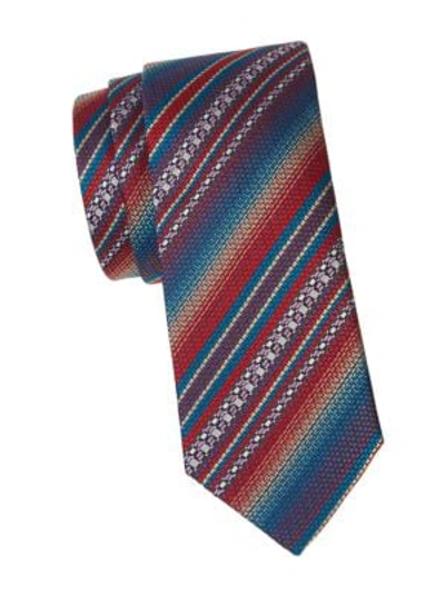 Missoni Stripe Silk Tie In Blue