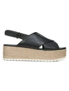 Vince Jenaya Leather Platform Slingback Sandals In Light Straw