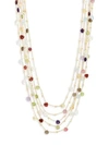 SAKS FIFTH AVENUE 18K GOLDPLATED STERLING SILVER & MULTI-STONE FIVE-STRAND NECKLACE,0400097499254