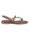Ash Women's Peace Studded Slingback Leather Sandals In Brown