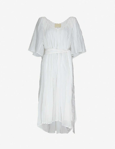 Anaak Isadora Belted Cotton Midi Dress In White