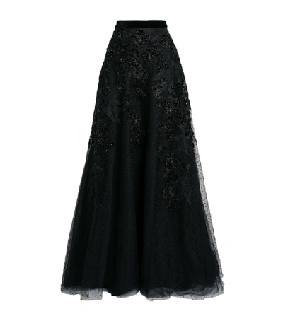 Costarellos Dotted Tulle Maxi Skirt