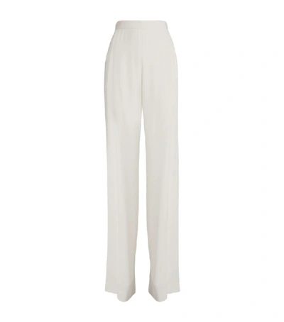 Balmain Straight Crepe High-waist Trousers In White