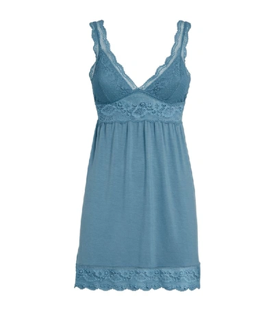 Eberjey Anouk Lace-trimmed Stretch-modal Chemise In Blue