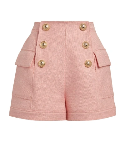 Balmain High-rise Button Shorts In Pink