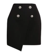 BALMAIN ASYMMETRIC WOOL SKIRT,15330862