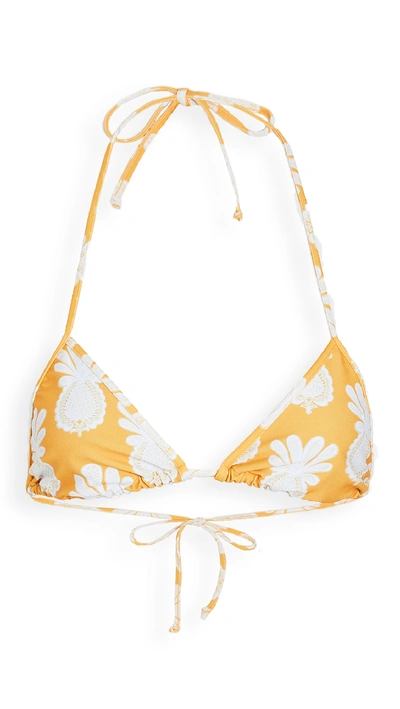 La Doublej Pineapple-print Triangle Bikini Top