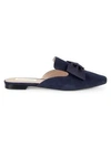 SAKS FIFTH AVENUE BOW SUEDE MULES,0400011430723