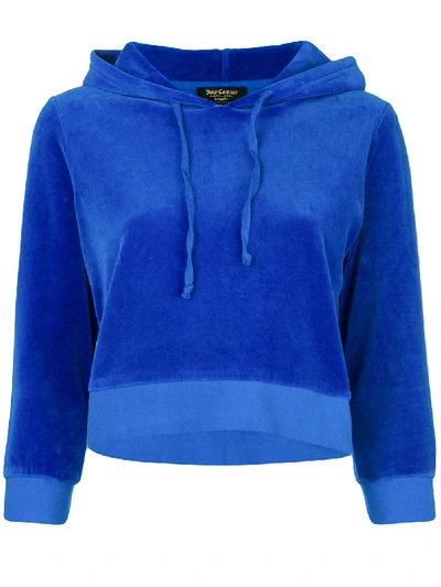 Juicy Couture Swarovski Personalisable Velour Hooded Pullover In Blue