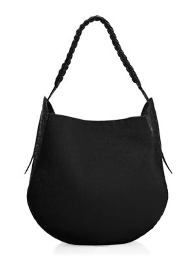 Nancy Gonzalez Women's Crocodile-trimmed Leather Hobo Bag In Black