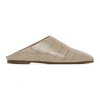 EMME PARSONS TAUPE CROC-EMBOSSED GLIDER SLIPPERS