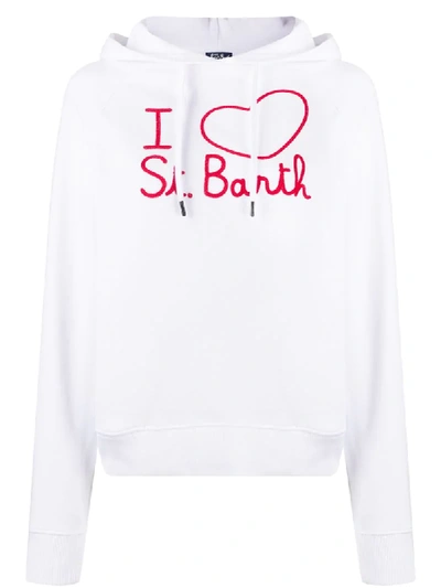 Mc2 Saint Barth Gal Embroidered Hoodie In White