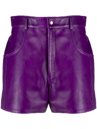 Manokhi Taylor Leather Shorts In Purple
