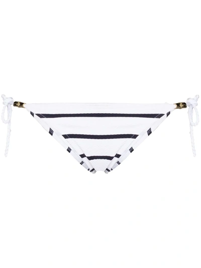 Heidi Klein Core Textured Rectangle Swim Bikini Bottom In White