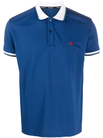 Peuterey Contrast Logo Polo Shirt In Blue