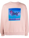 MARCELO BURLON COUNTY OF MILAN HORSE SQUARE CREWNECK DUST PINK MULTICOL