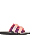 Suicoke Moto-cab Touch-strap Sandals In Pink
