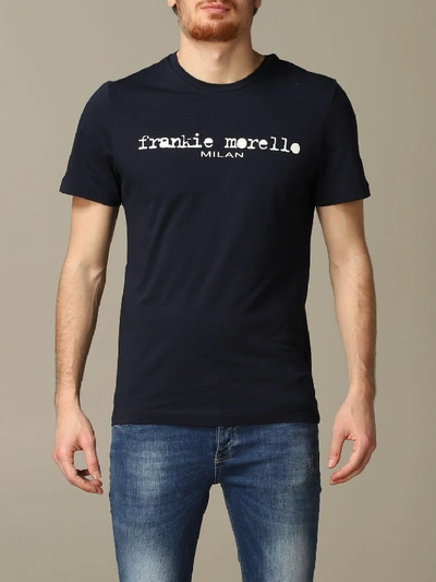 Frankie Morello Crew Neck Logo Printed T-shirt In Blue