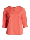 Lafayette 148 Women's Whalen Split-neck Blouse In Ultra Pink