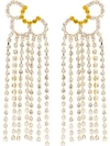 AREA GOLD TONE PETAL CHANDELIER CRYSTAL EARRINGS