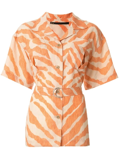 Muller Of Yoshiokubo Open Collar Zebra Print Shirt In Orange