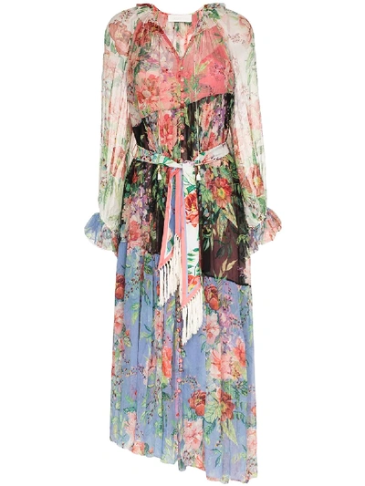 Zimmermann Bellitude Patchwork Floral-print Silk-georgette Maxi Dress In Multicolour
