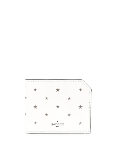 Jimmy Choo Star-studded Logo-print Wallet In White