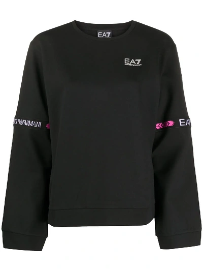 Ea7 Logo Tape Oversized-fit Sweatshirt In Black