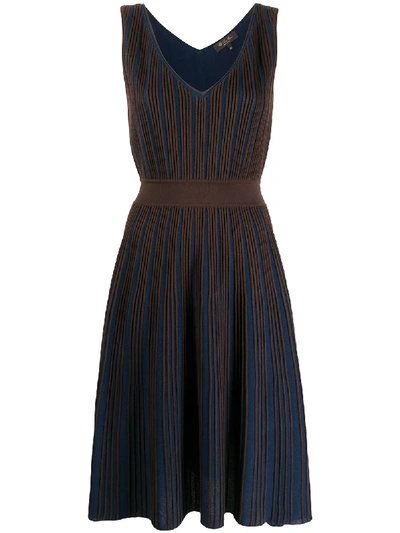 Loro Piana V-neck Striped Pattern Dress In Blue