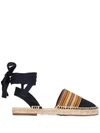 Loro Piana Canvas Suitcase Stripes Lace-up Espadrilles In Blue