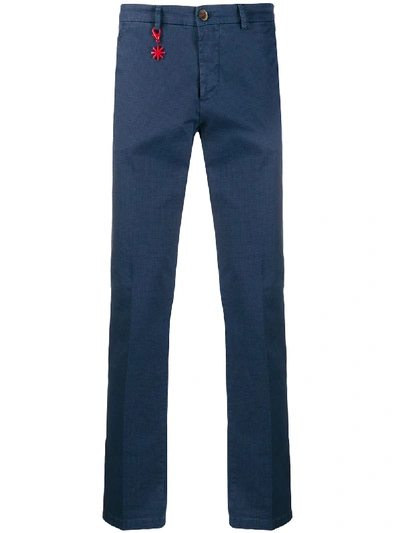 Manuel Ritz Checked Slim-fit Chinos In Blue