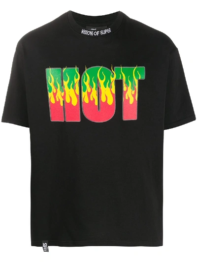 Vision Of Super Hot Logo Print T-shirt In Black
