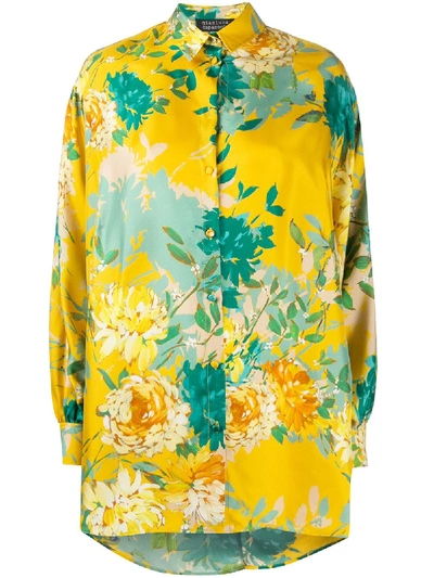 Gianluca Capannolo Silk Floral Oversized Blouse In Yellow