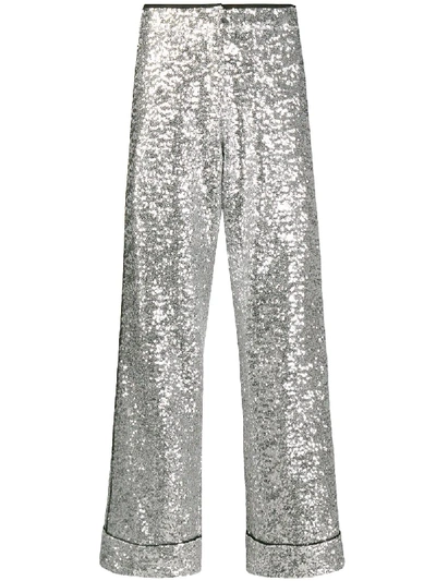 In The Mood For Love Loren Sequined Trousers In Silver