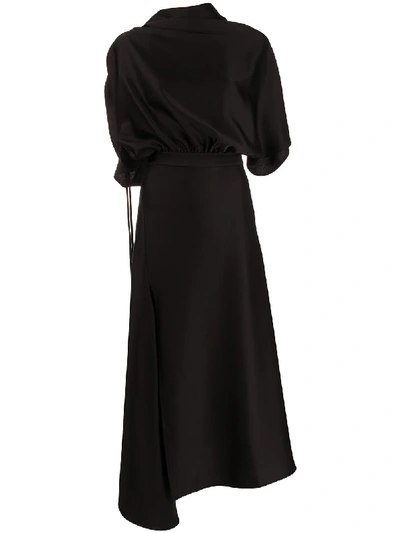 Ellery Draped Side Slit Dress In Black