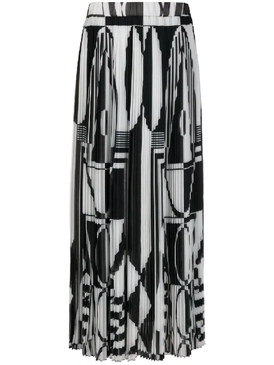 Balmain Blackwhite Geometric Maxi Skirt In Multi
