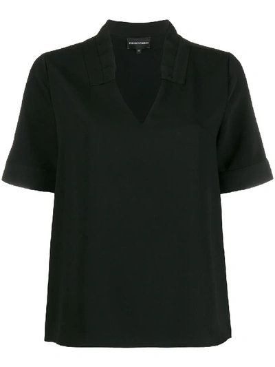 Emporio Armani Short-sleeved Blouse In Black