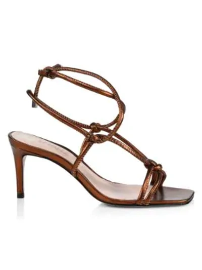 Schutz Belize Knotted Metallic Leather Sandals In Brown