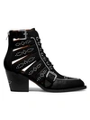 COACH Paisley Studded Cutout Leather Ankle Boots
