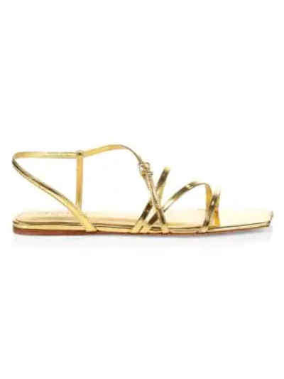 Mercedes Castillo Kelise Flat Metallic Leather Sandals In Gold