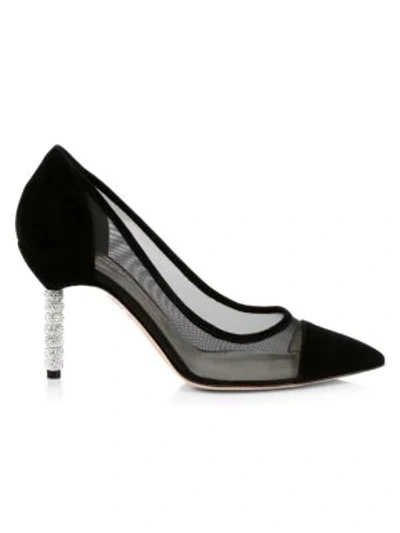 Sophia Webster Women's Jasmine Embellished-heel Suede & Mesh Pumps In Black