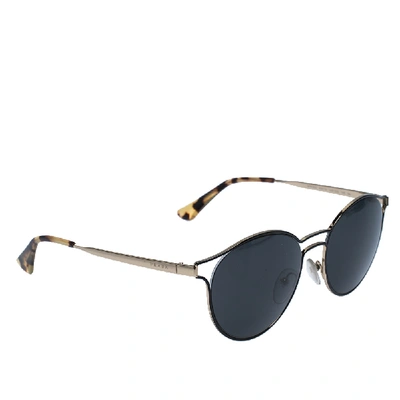 Pre-owned Prada Gold/black Spr 62s Round Sunglasses