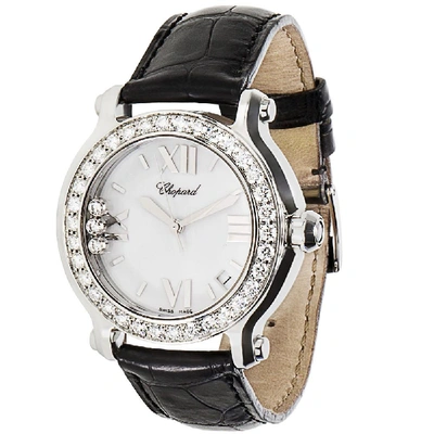 Pre-owned Chopard White Stainless Steel Happy Sport 27/8475-3018 Women's Wristwatch 34mm