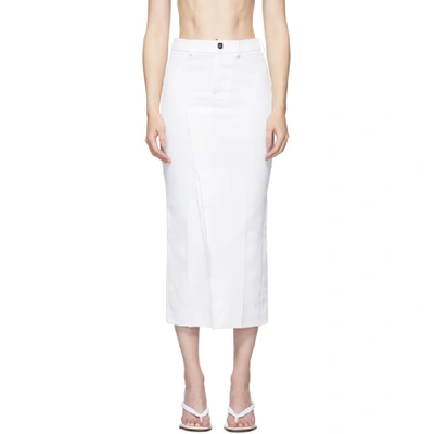 Marni Distressed Cotton-twill Midi Skirt In White