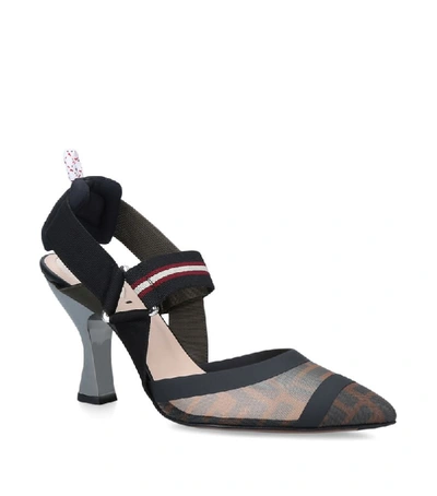 Fendi Womens Black Colibrì Ff Logo-print Mesh And Leather Courts 7 In Tabacco