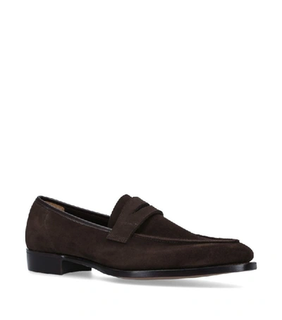 George Cleverley George Suede Penny Loafers In Brown
