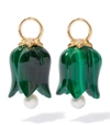 ANNOUSHKA YELLOW GOLD, MALACHITE AND PEARL TULIP EARRINGS,14868677