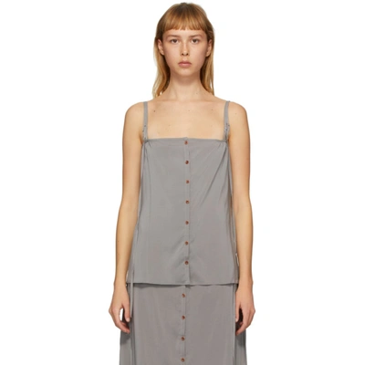 Lemaire Buttoned Silk-blend Cami Top In Grey